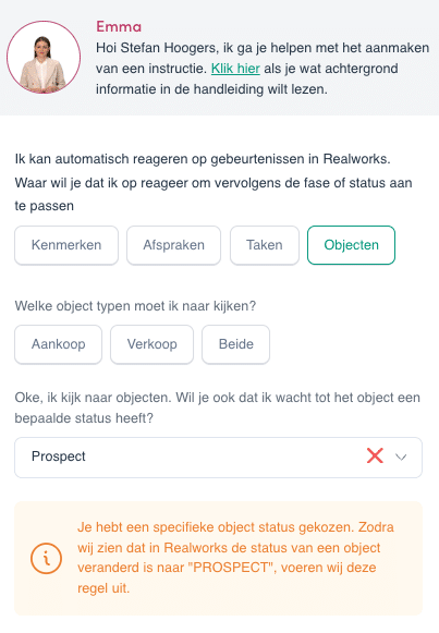 Leads in je pijplijn bewegen mee met objectstatus. Automatische fasewijziging op basis van RealWorks objectstatus